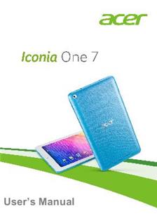 Acer Iconia One 7 manual. Smartphone Instructions.
